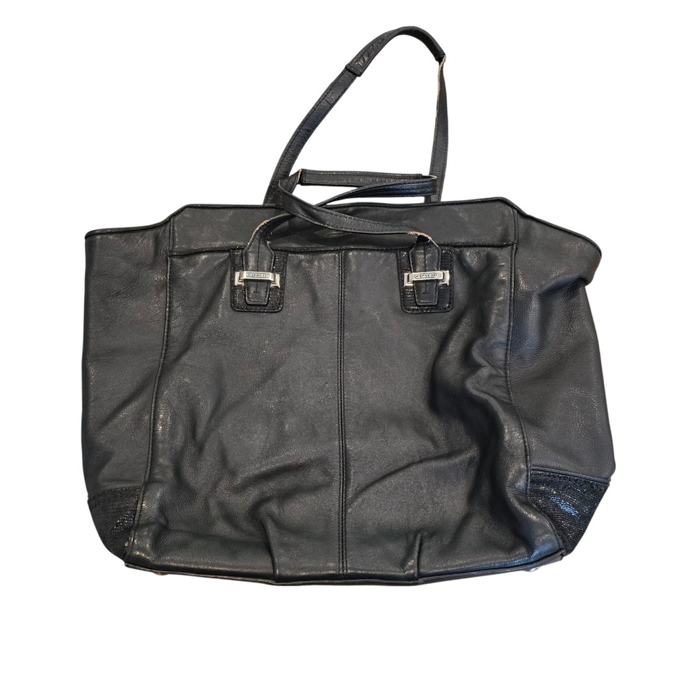 Coach Taylor Black Leather Tote Bag Silver Hardware F25941 Shoulder Bag